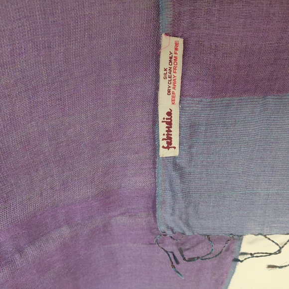 Fabindia Pure Silk Double Layers Blue/Purple Stoll - Picture 4 of 4